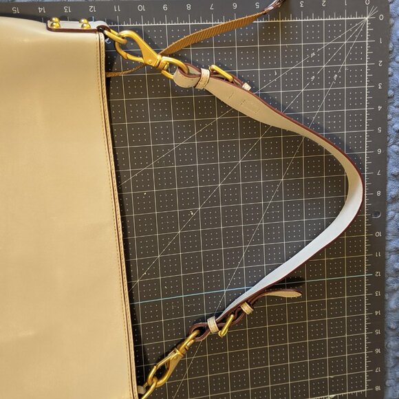 Cream leather tote, slouchy summer bag, large neutral purse - Picture 4 of 10